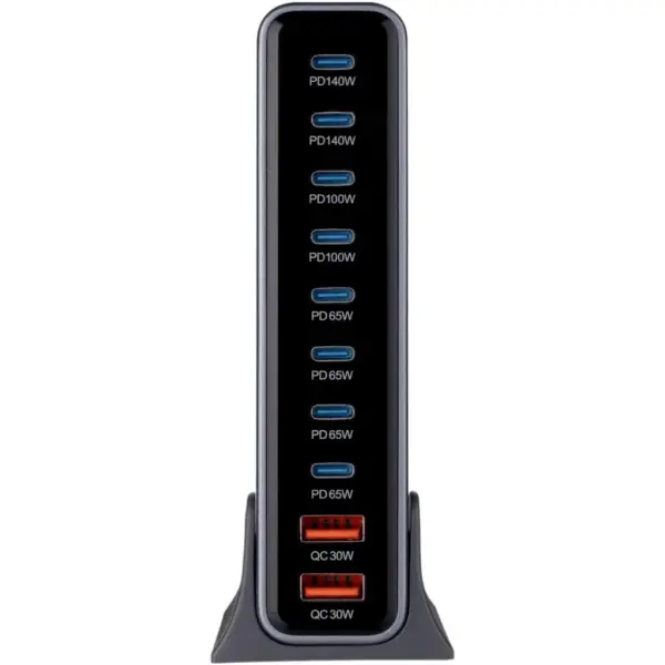 Зарядний пристрій XoKo 8xUSB-C PD 65 - 140W + 2xUSB QC30W GaN3 800W (XK-QC-800)