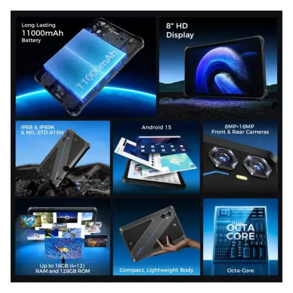 Планшет OUKITEL RT3 plus 8" 4/128GB NFC LTE Black (6941749808516)